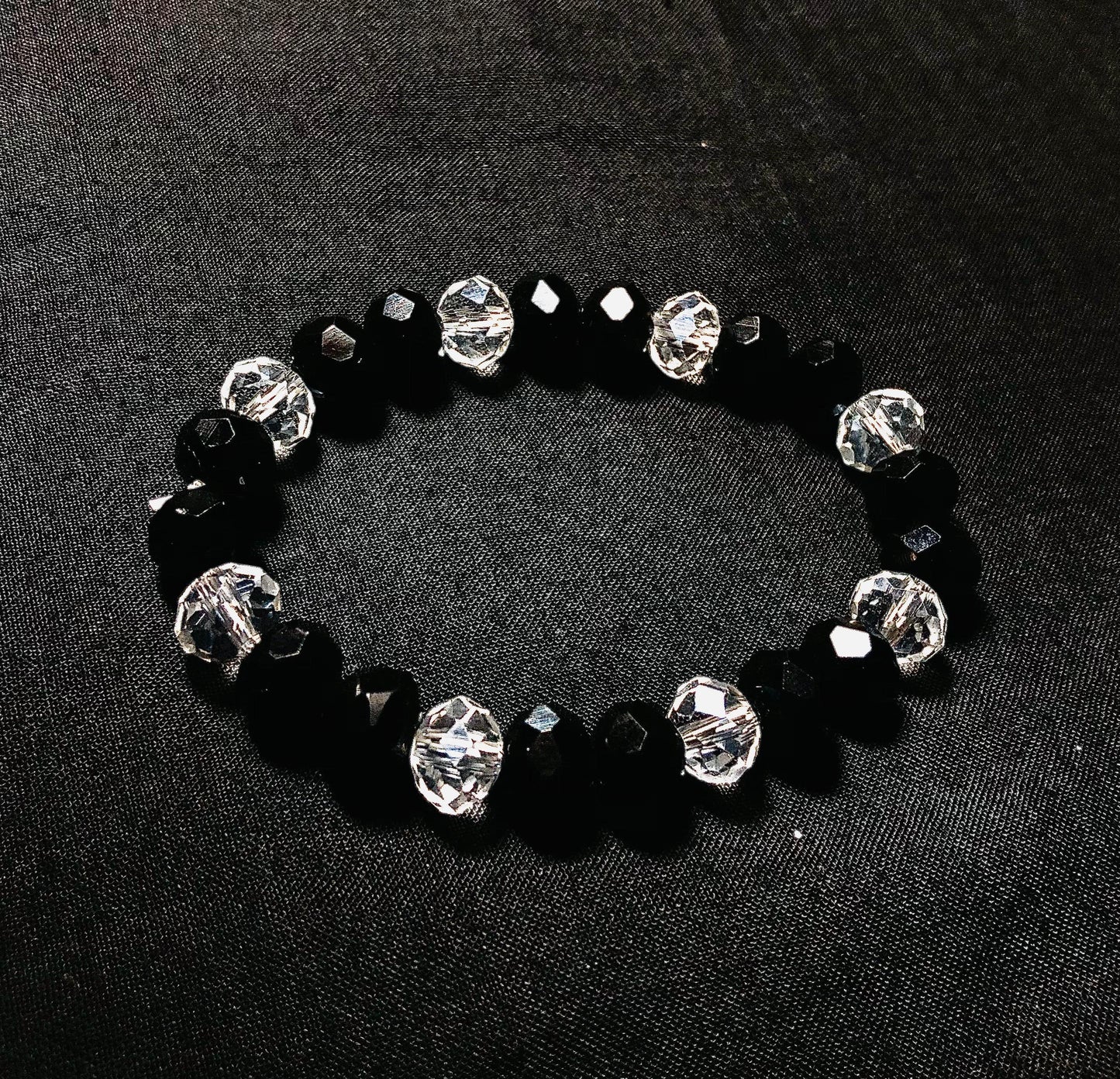 Faceted Black And Clear Crystals Bracelet - ROYAL WEAR