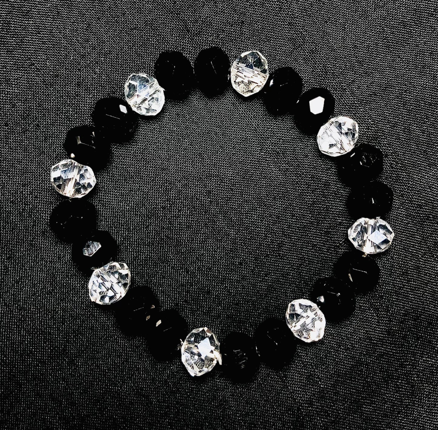 Faceted Black And Clear Crystals Bracelet - ROYAL WEAR